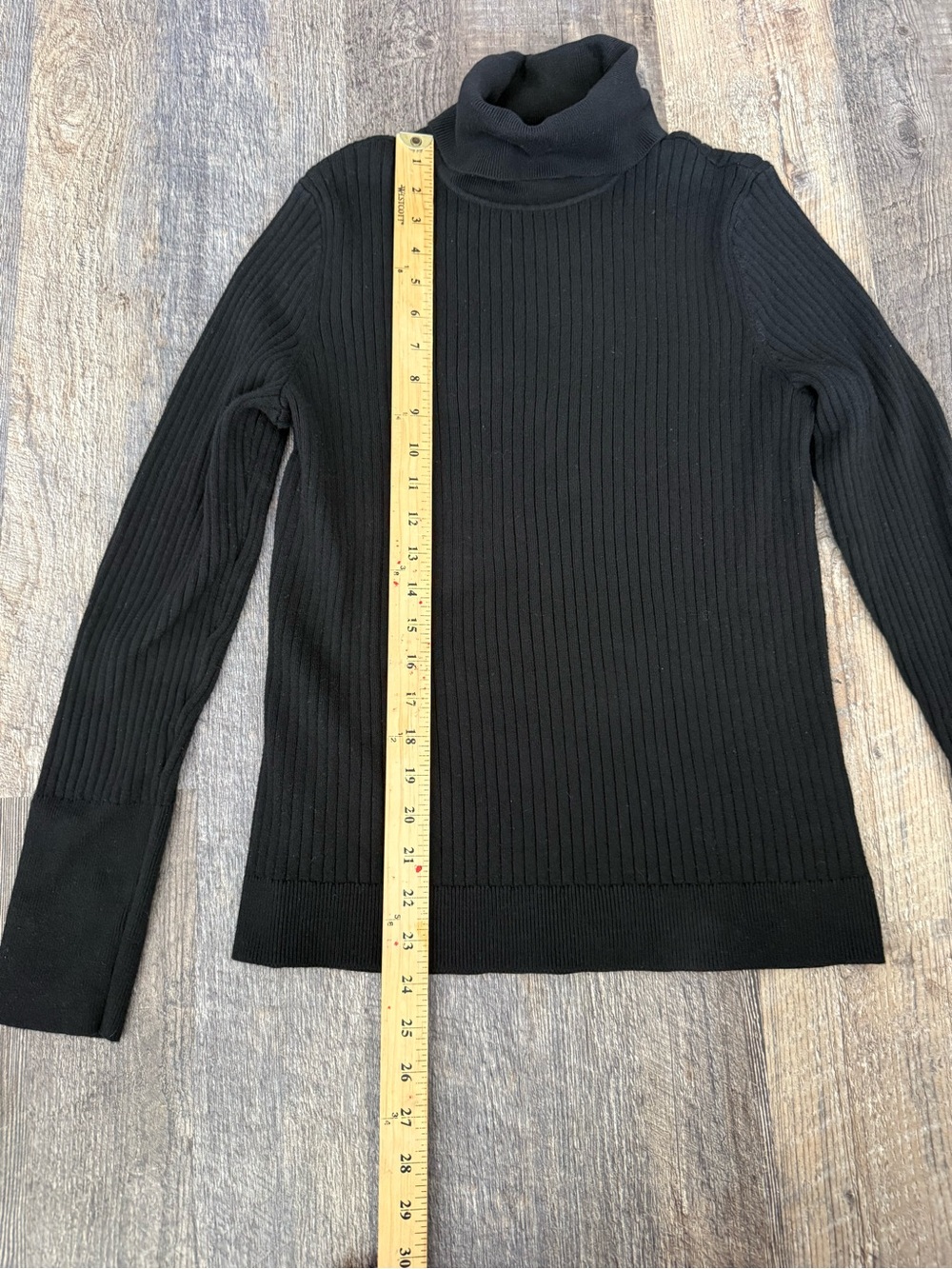 Talbots Black Ribbed Turtleneck Sweater Button Cuff Cotton Blend Large - Picture 9 of 9